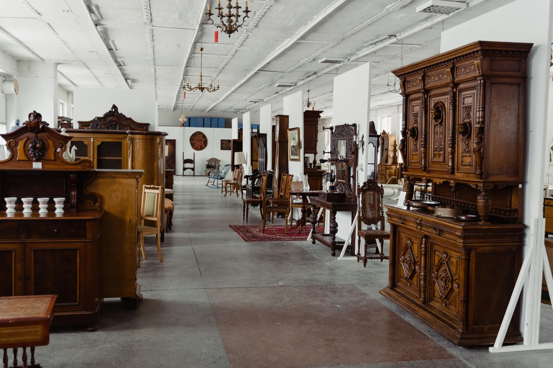 Representative wooden storage furniture showroom