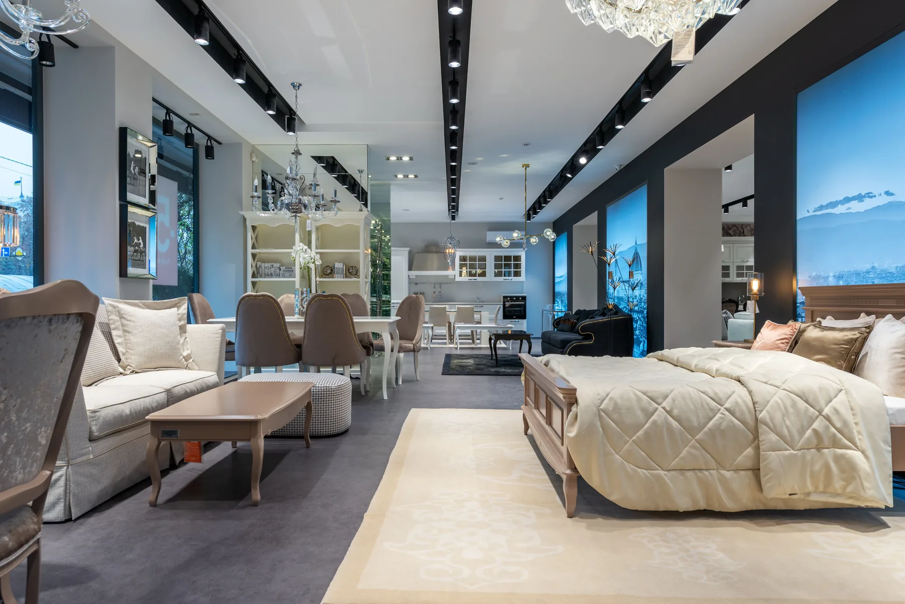 Representative premium furniture showroom interior